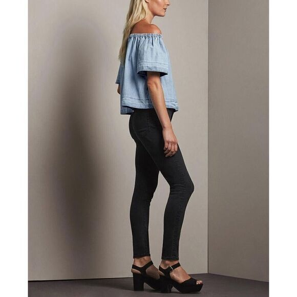 Adriano Goldschmied AG Medium Sylvia Off the Shoulder Chambray Top Sunwashed - Picture 2 of 8